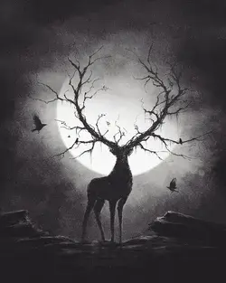 Beautiful stag, perfectly placed in front of the moon.