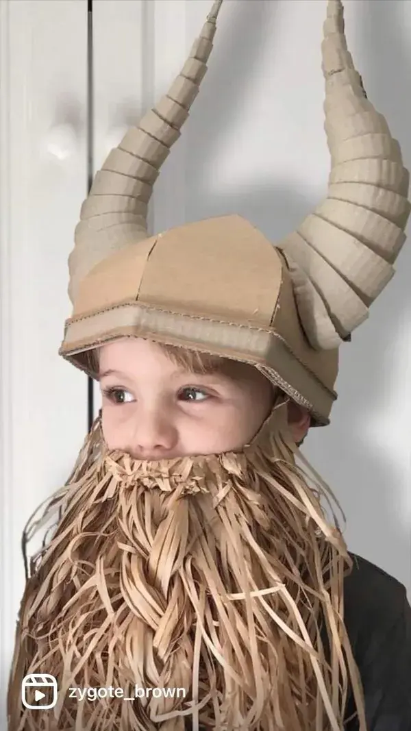 DIY Cardboard Viking Helmet with Horns