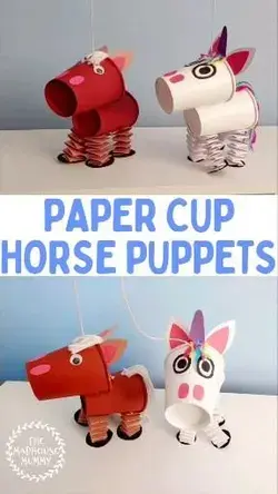 Paper cup puppet horse craft for kids