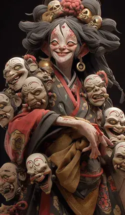 Futakuchi-onna, evil japaneese yokai  ily