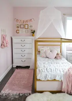 A Pink, White & Gold Shabby Chic Glam Girls' Bedroom Reveal (Little C's Room Makeover for the OR