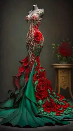 Rose Red inspired cosplay. Imagine green hair, pulled back into red rose hair art!.