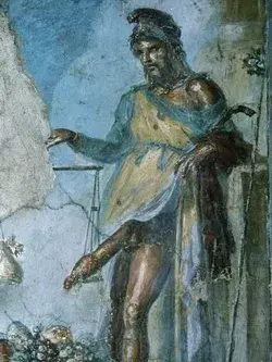 Giclee Print: Priapus by Weighing His Penis. Fresco. Pompeii. Italy : 12x9in