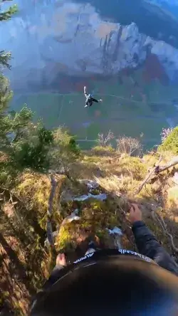 2 of this guys shows us a crazy way to get down when you're too lazy to hike the returning trail