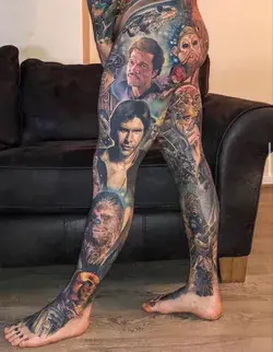 Star Wars full leg tattoo left