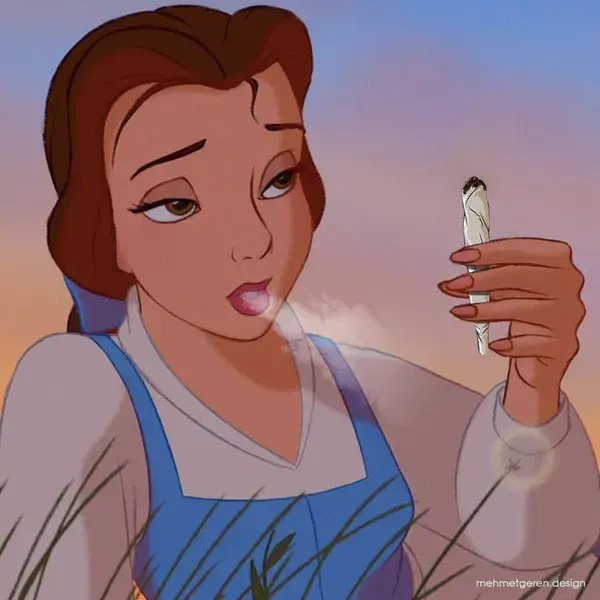 Belle smokes a joint