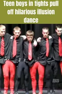 Teen boys in tights pull off hilarious illusion dance