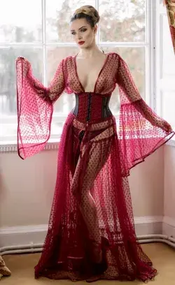 Sheer pink polka dot robe