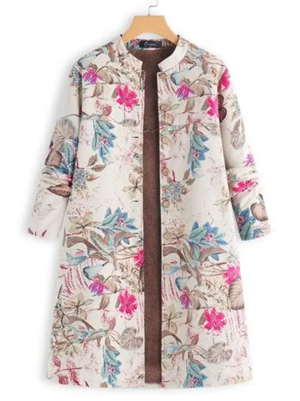 Vintage Embroidered Stand Collar Coat