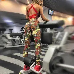 Fitness workout tracksuits - Flower- One piece - red L