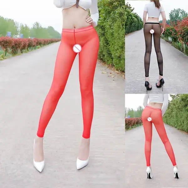 Hose Gamaschen Enge Hose Hosenhose Rot / Schwarz Transparente Leggings