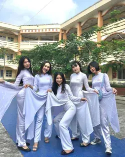 White ao dai & satin trousers