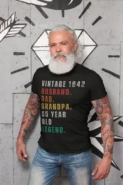 Vintage 1942, 80th Birthday Shirt, Matching Group Birthday Crew Tees, Birthday Squad, 80th Gift for Granddad, Men's Birthday Party Tees - Dark Grey Heather / Sweatshirt S