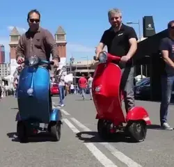 This all-electric ride looks like a scooter from the front but behind, it is all Segway.