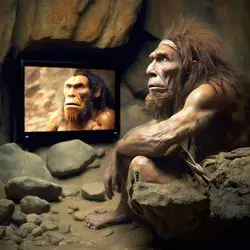 cavemen with television