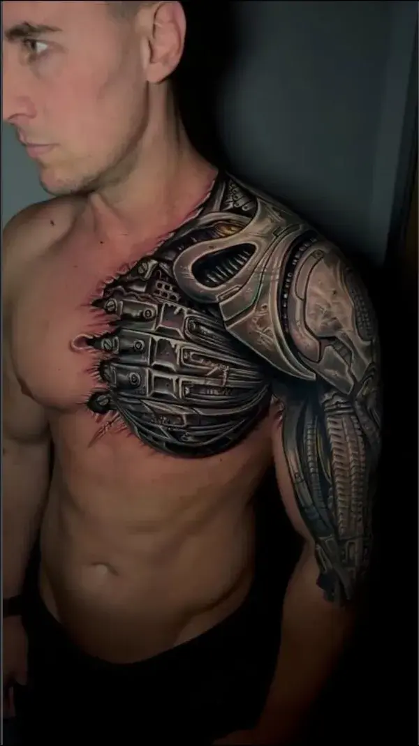 Amazing Biomechanical Tattoo, Best Biomechanical Tattoo