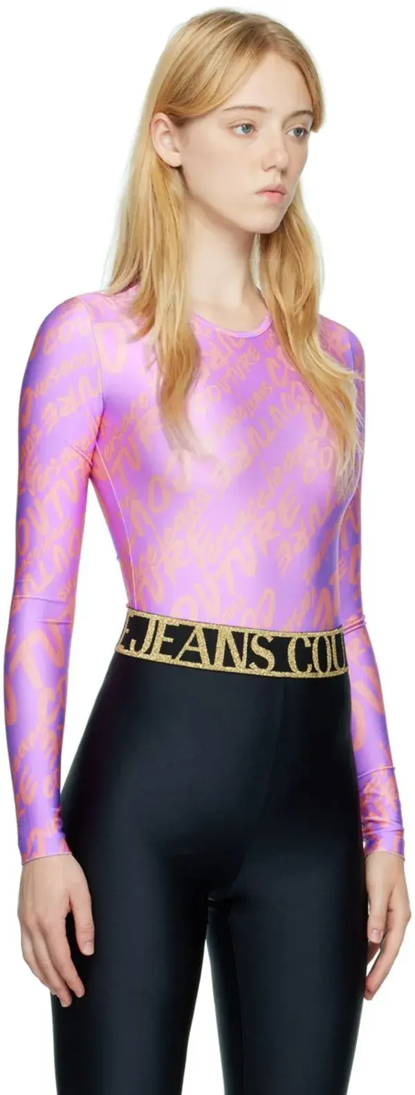 Versace Jeans Couture Purple Printed Bodysuit