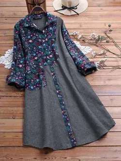 Floral Print Patchwork Dress