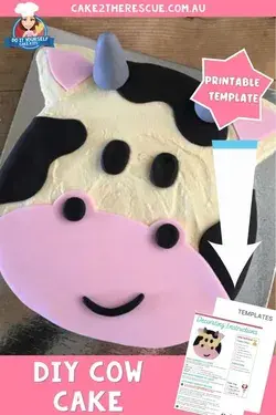 Cute cow cake for a farm themed birthday party