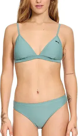 Womens Triangle Bikini Top Bottom Swimsuit Set Teal-Medium
