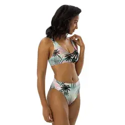 Recycled 2-Pc High-Waisted Bikini Set w/Bralette Top - Island Escape - XL