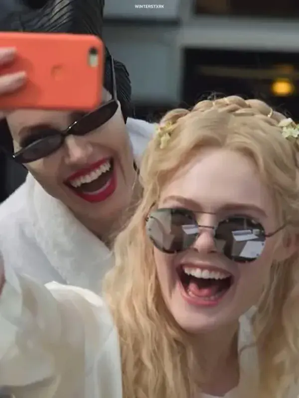 Angelina Jolie and Elle Fanning bts