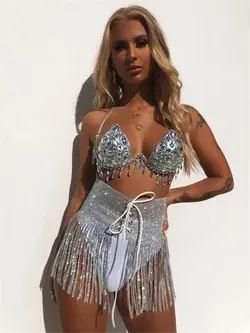 Rave wear, festival outfit, rhinestone skirt,sexy body jewelry, crystal skirt, fashion royalty outfit, rave skirt, diamond skirt belly chain