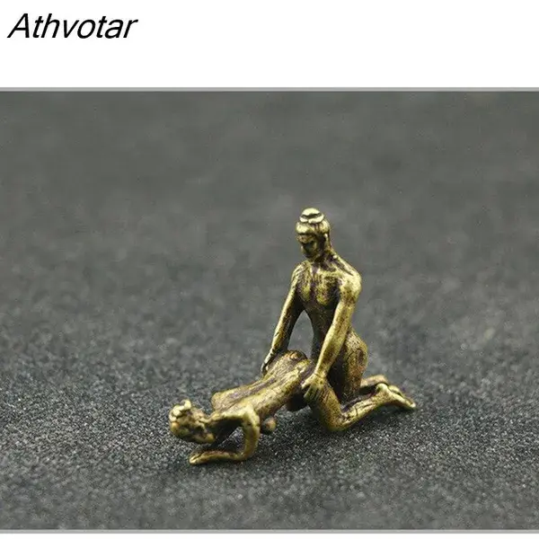 Athvotar Mini Vintage Brass Sexy Decorative Keychain Ornament Craft Figurines 2-Posture For Home Bar Party Desk Decoration Gift 601-0 J