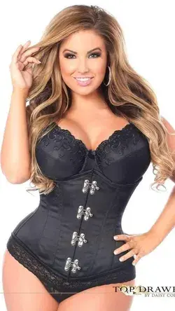 Daisy Corsets Top Drawer Black Steel Boned Underbust Corset w/Clasp Closure