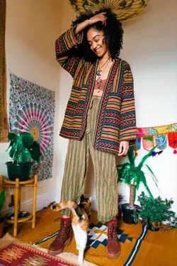 Our Fairtrade Unisex Rasta Hippie Woven Autumn Jacket