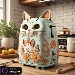 Floral Cat Bread Toaster