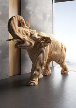 Parametric Wood Statue Elephant Home&Office Decor
