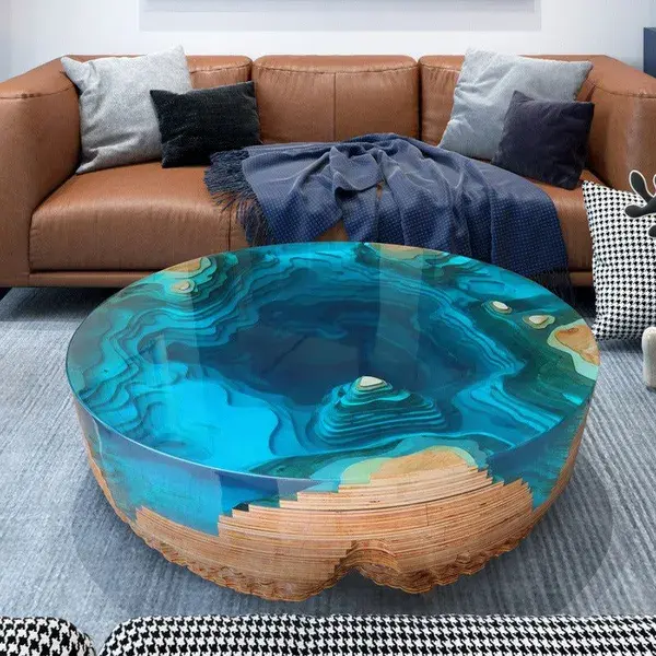 Large Ocean Resin table