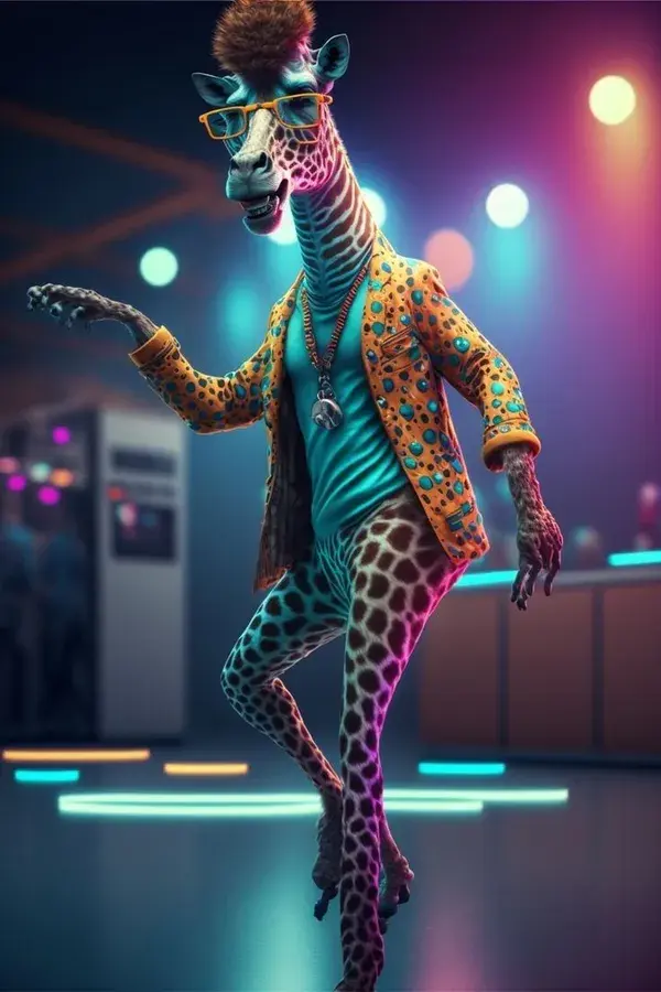 Disco Giraffe Ready to Do the Hussle