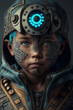 cute futuristic boy portrait