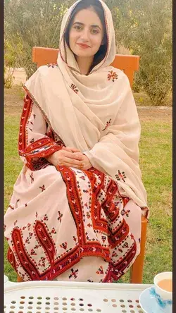 Balochi white  color dress