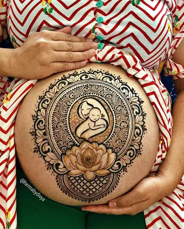 Lotus Belly Mehndi Design