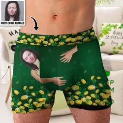 St Patrick's Day Lucky Charm Funny Custom Photo - Men's Boxer Briefs - Personalized Photo Gifts - Men's Boxer Briefs / XL