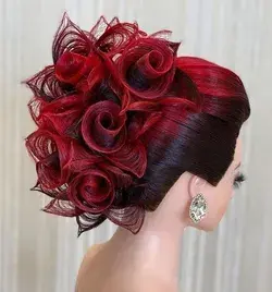Red rose wedding hair design 🌹