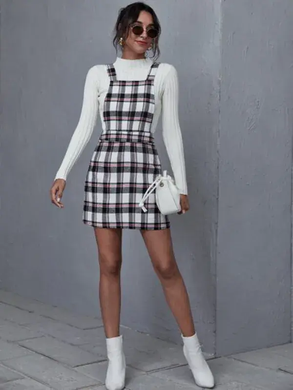 plaid print dress