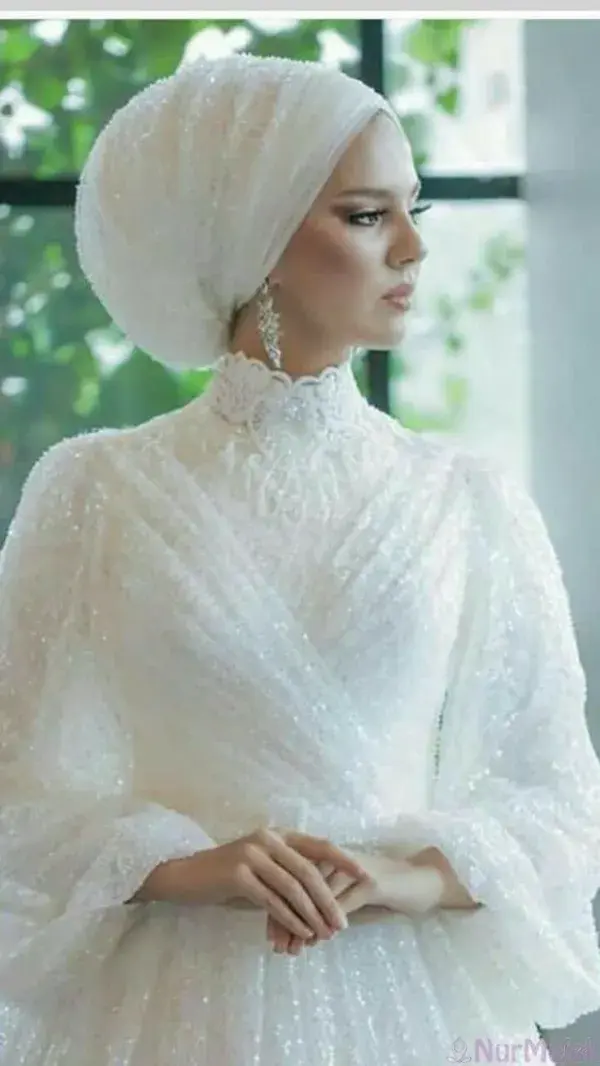 Modest Top Latest Wedding Hijabs for Turkish Brides