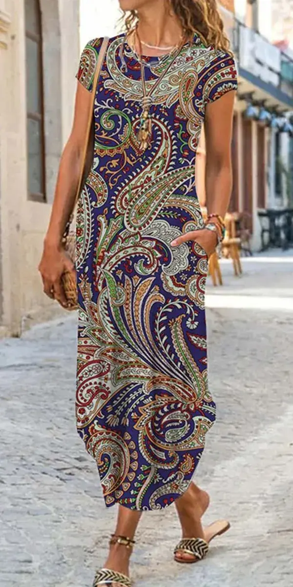 #Women dress# Summer  Casual  Paisley Print Holiday  Maxi Dress S-3XL Shop Now>