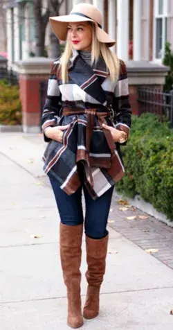 Brown Knee High Boots Casual Outfit With Jeans