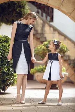 2 Mommy Dress +Girl Dress Black and White - 36 / 2