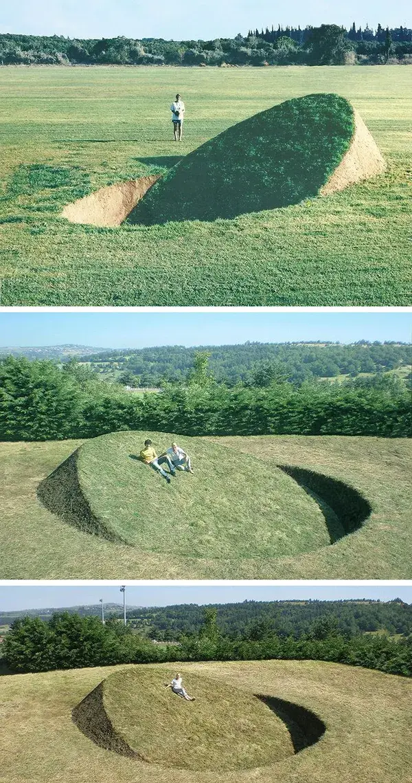 Grassy Inclines Embedded in the Ground by Tanya Preminger Throw the Earth Off Balance