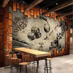 Wall Mural Wallpaper, 3D Retro Industrial Style Self-Adhesive Peel And Stick Wallpaper For Living Room Bedroom TV Background Office Restaurant Motif R