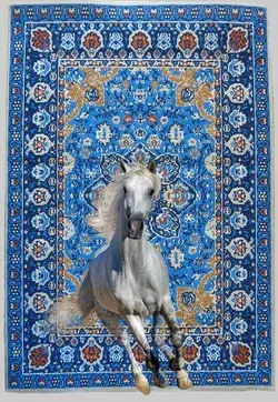 White horse morphing from tapestry