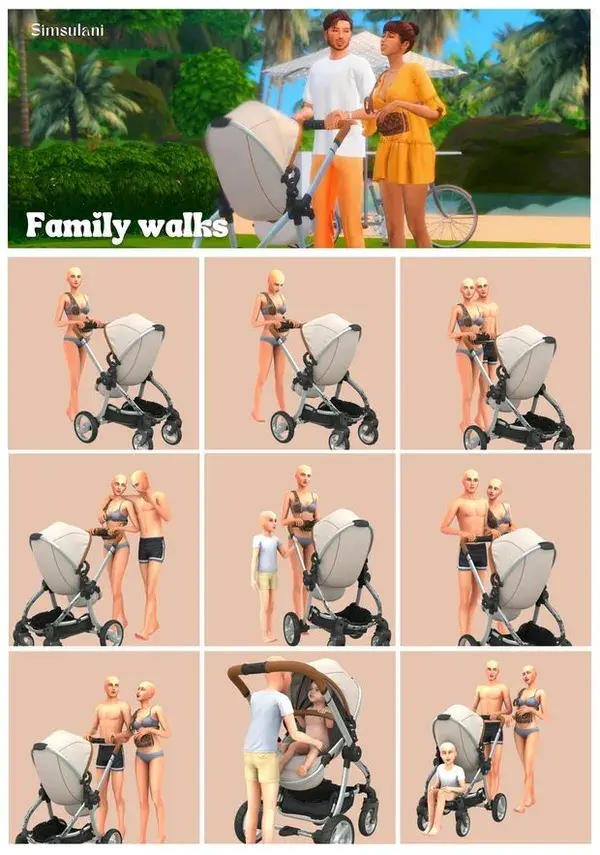 Family walks - Pose Pack sims 4