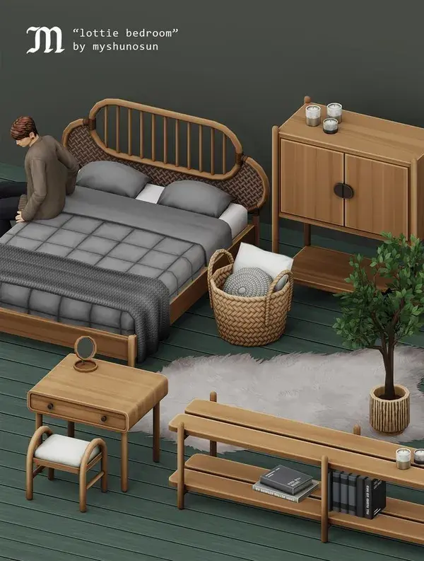 The Sims 4: myshunosun - LOTTIE BEDROOM