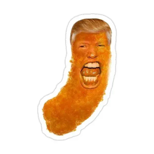 Donald Trump Cheese Puff Sticker by Tyler Stafford